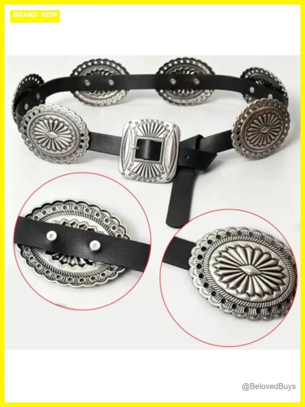 Faux Leather Western Concho Belt for Women Cowgirl Rodeo Nashville